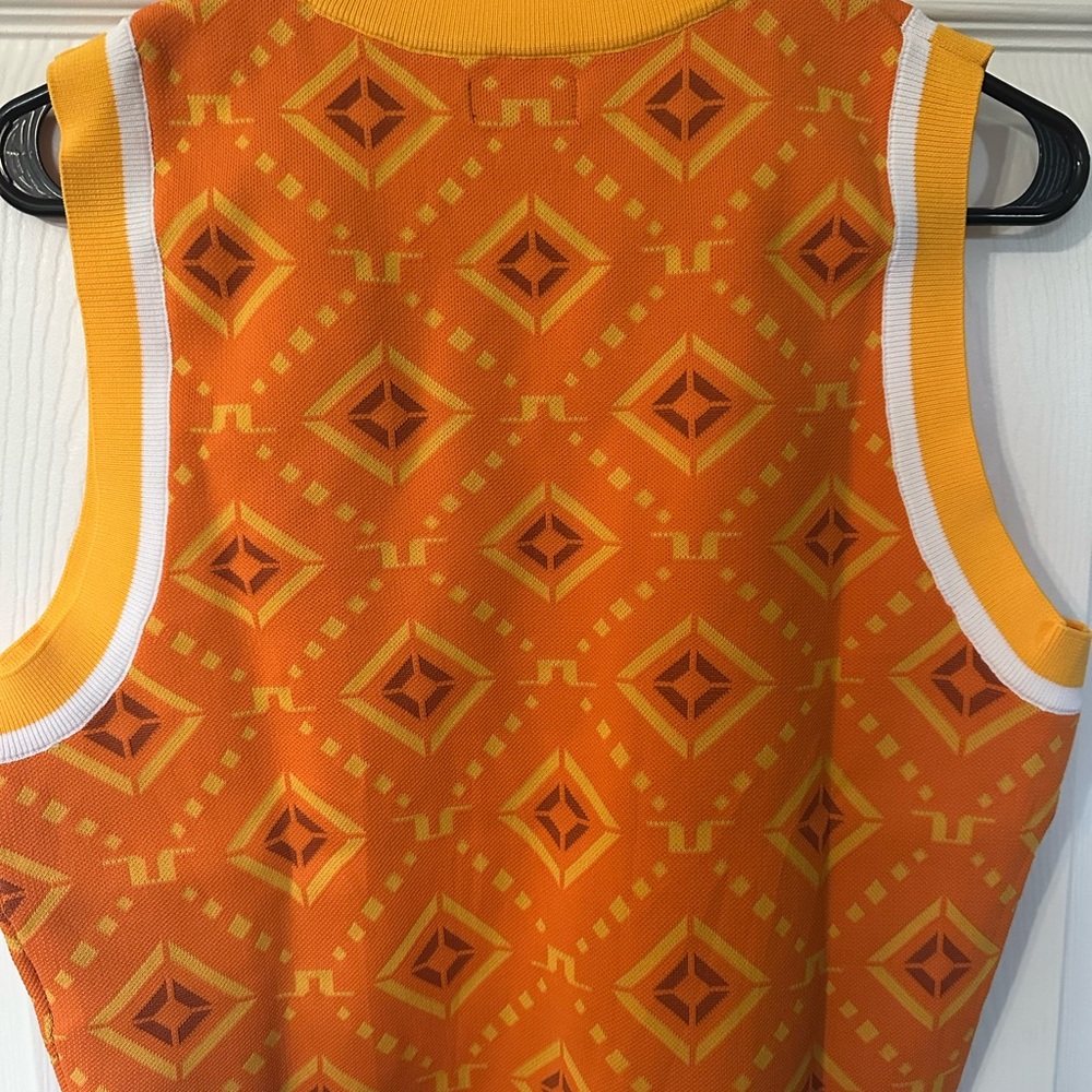 J.Lindeberg Women's FREJA KNITTED Golf TOP Vest AWKW08150 Orange Small Med NEW - Picture 3 of 7